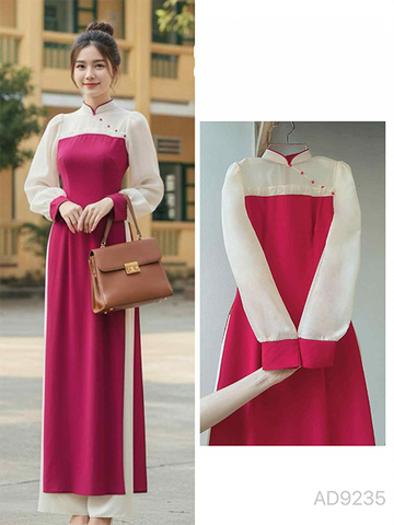Áo Dài Caro Pha Tơ AD9235 (áo lẻ)