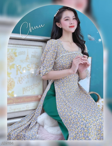 Áo Dài Hoa Tay Tai Thỏ AD9134 (áo lẻ)