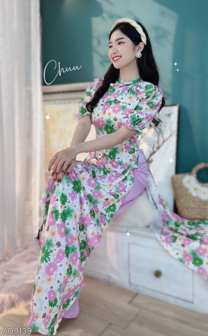 Áo Dài Cổ Trụ Nơ To AD9139 (áo lẻ)