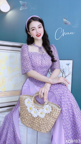 Áo Dài 4T Cổ Lưới Nơ AD9183 (áo lẻ)