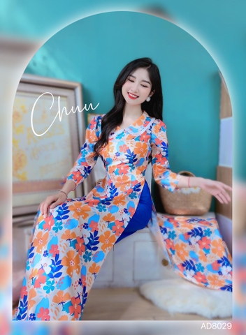 Áo Dài MG Cổ Viền Tơ Trắng AD8029 (áo lẻ)