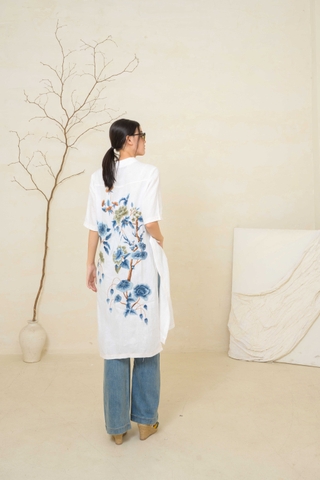 Áo Khoác Tay Ngắn Hoa Xanh