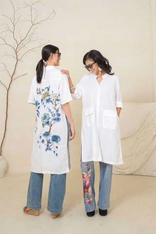 Áo Khoác Tay Ngắn Hoa Xanh