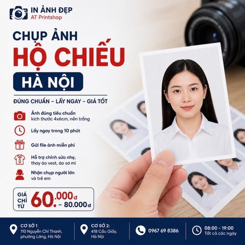 Dịch vụ chụp ảnh hộ chiếu Hà Nội đúng chuẩn, nền trắng, lấy ngay