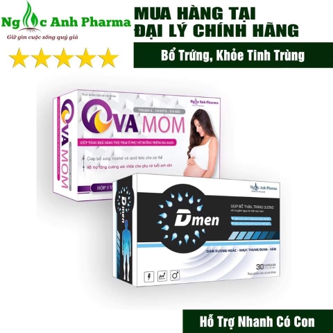 Combo 2 hộp Bổ tinh trùng Dmen và 2 hộp bổ trứng Ovamom