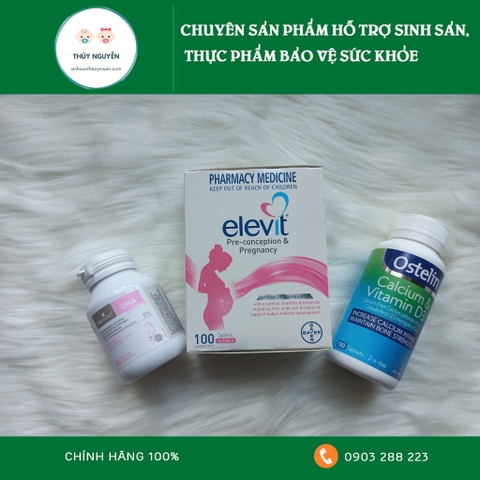 Bộ Vitamin Cho mẹ bầu : Elevit + Canxi Ostelin + DHA