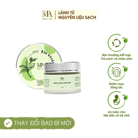 Mặt Nạ Bùn Khoáng Trà Xanh Giảm Mụn - Mineral Matcha Maya Mask Mộc An