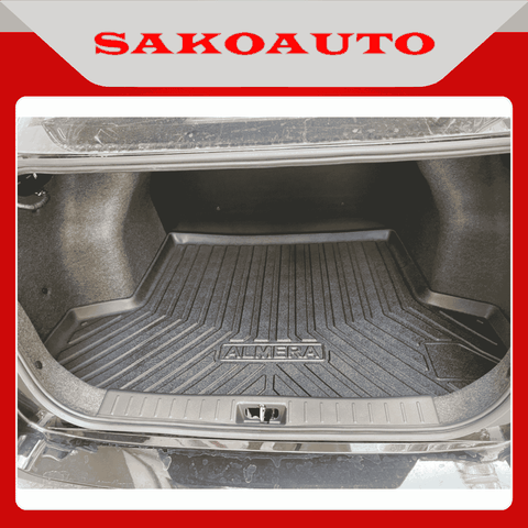Lót cốp nhựa theo xe Nisan Almera, không thấm nước dễ vệ sinh.