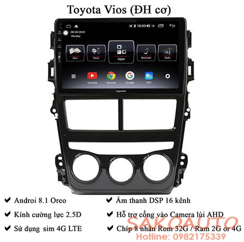 màn hình theo xe vios 2019