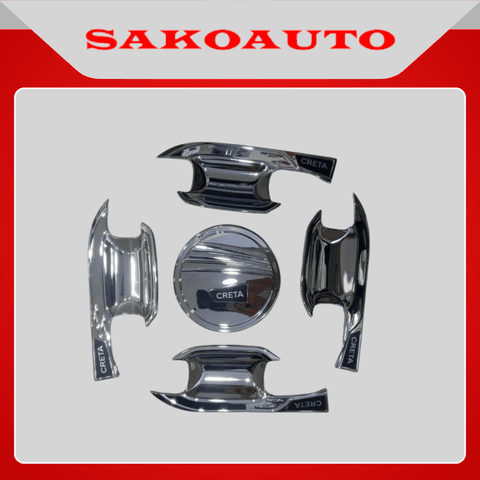 Ốp Hõm Cửa, nắp xăng Xe Hyundai Creta 2022 - 2025 | Mạ Crom Cao Cấp Chống xước tay cửa làm đẹp cho xe