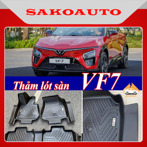 Thảm lót sàn Vinfast VF7 tràn viền nhựa 5D | đúc nguyên khối | 3 tấm/bộ