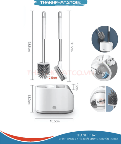 Bộ cọ nhà vệ sinh, cọ bồn cầu đa năng 2 món đầu silicon cao cấp TPS