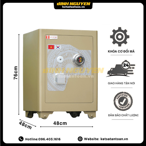 Kích thước két sắt Việt Tiệp SC76 khóa cơ đổi mã màu vàng cát