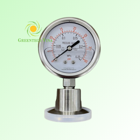 Đồng hồ đo áp suất vi sinh 0-0.25MPA Inox 304 kết nối khớp nối nhanh