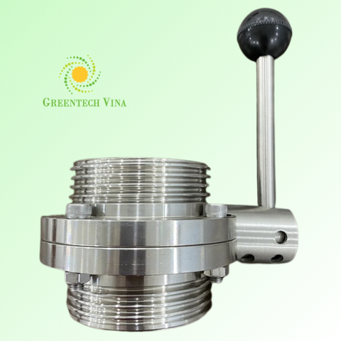 Van bướm tay rút vi sinh 63.5mm Inox 316L Kết nối 2 đầu ren rắc co