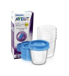 Set 5 cốc trữ sữa Philips Avent cao cấp (kèm 5 nắp đậy) 180ml