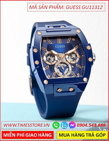 Đồng hồ Nam Guess Gents Phoenix Mặt Chữ Nhật Dây Full Xanh