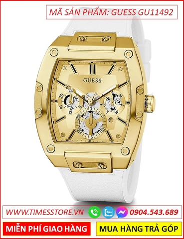 Đồng Hồ Nam Guess Gents Phoenix Vàng Gold Dây Silicone Trắng