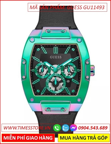 Đồng Hồ Nam Guess Mặt Chữ Nhật Nhiều Màu Dây Silicone Đen