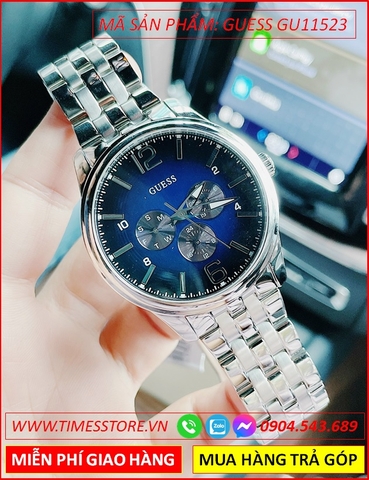 Đồng Hồ Nam Guess On Time Mặt Ombre Xanh Dây Kim Loại
