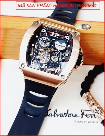 Đồng Hồ Nam Hanboro Automatic Richard Miller Rose Gold Dây Silicone