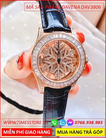 Đồng hồ Nữ Davena Mặt Xoay Bông Hoa Tuyết Rose Gold (39mm)