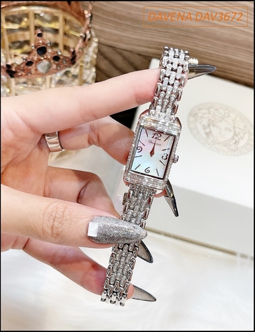 Đồng hồ Nữ Davena Mặt Chữ Nhật Full Đá Swarovski Crystal