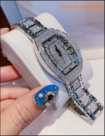 Đồng hồ Nữ Davena Mặt Oval Đính Full Đá Swarovski Crystal