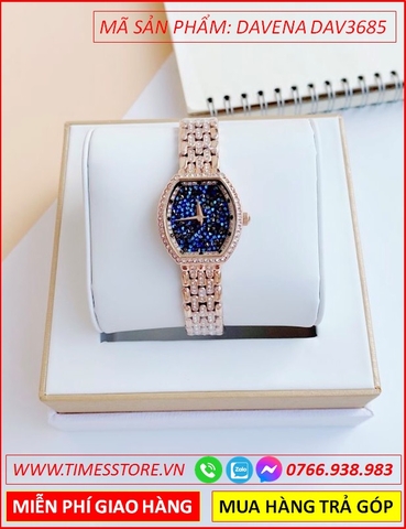 Đồng hồ Nữ Davena Mặt Oval Swarovski Rose Gold size nhỏ