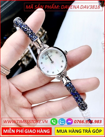 Đồng hồ Nữ Davena Vòng Tay Xanh Nhỏ Xinh đính đá Swarovski (28mm)