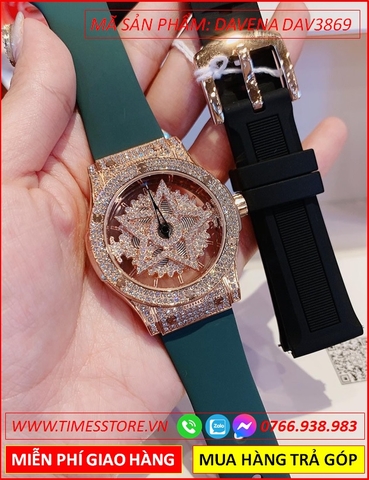 Set Đồng hồ Nữ Davena Mặt Xoay Ngôi Sao Swarovski Rose Gold