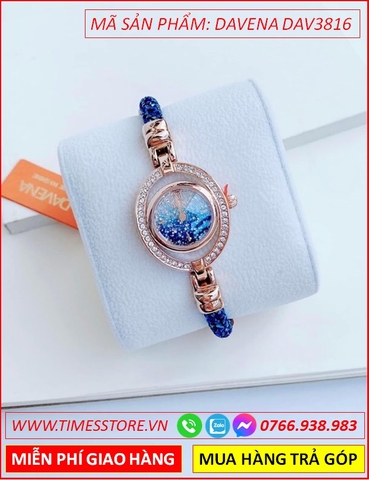 Đồng hồ Nữ Davena Vòng tay đính Full đá Swarovski Rose Gold (32mm)