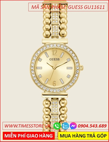 Đồng Hồ Nữ Guess Gala Đính Đá Dây Viền Hạt Vàng Gold