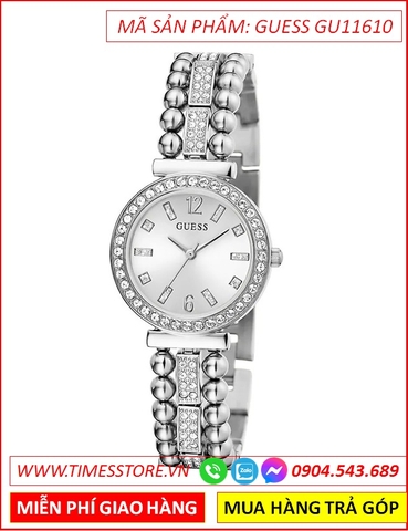 Đồng Hồ Nữ Guess Gala Đính Đá Dây Viền Hạt Kim Loại