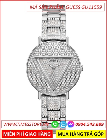 Đồng Hồ Nữ Guess Ladies Trend Mặt Tròn Đính Đá Dây Kim Loại