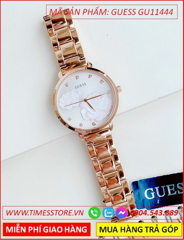 Đồng Hồ Nữ Guess Mặt Bông Hồng Dây Kim Loại Rose Gold