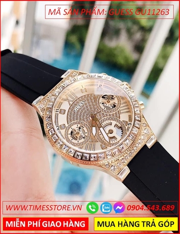 Đồng hồ Nữ Guess Vàng Gold Luxury Mặt Tròn Dây Cao Su