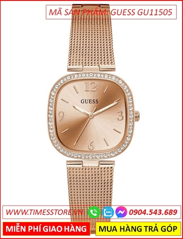 Đồng Hồ Nữ Guess Mặt Vuông Dây Mesh Lưới Rose Gold