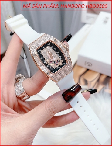 Đồng hồ Hanboro Nữ Chữ LOVE Rose Gold Dây Silicone Trắng (36mm)