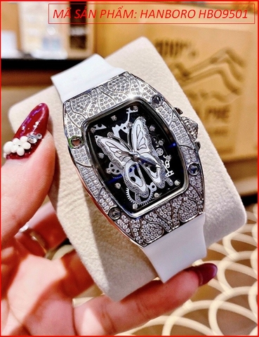 Đồng hồ Nữ Hanboro Mặt Oval Hình Bướm Full Đính Đá Swarovski