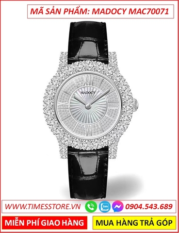 Đồng Hồ Nữ Madocy Tựa Chopard Mặt Full Đá Dây Da