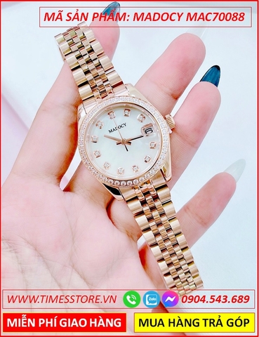 Đồng Hồ Nữ Madocy Tựa Rolex Dây Kim Loại Rose Gold
