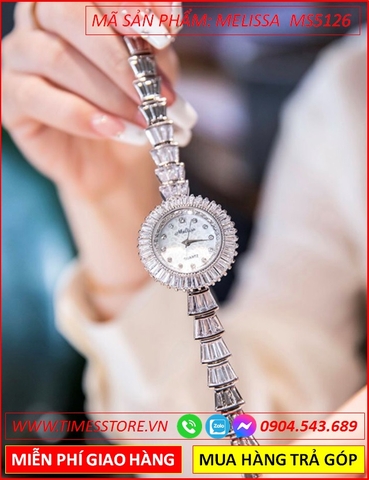 Đồng hồ Nữ Melissa Mặt Tròn Đính Đá Pha Lê Lắc Tay (33mm)