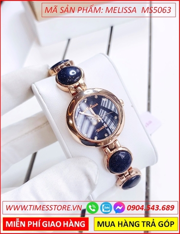 Đồng hồ Nữ Melissa Mặt Tròn Màu Tím Than Lắc Tay Rose Gold (28mm)