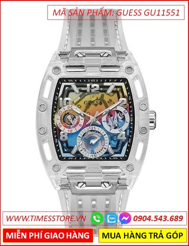 Đồng Hồ Nam Guess Unisex Phoenix Mặt Chữ Nhật Dây Silicone Trắng