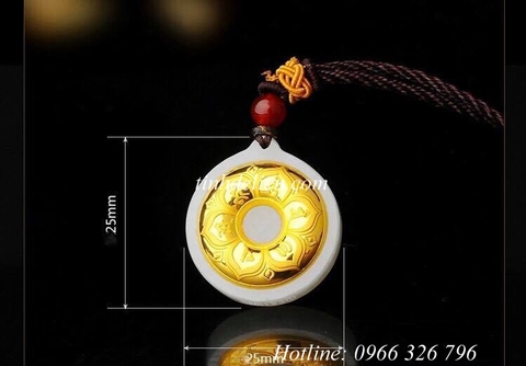 MẶT DÂY CHUYỀN NGỌC KHẮC OM MANI PADME HUM DÁT VÀNG