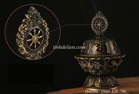 LƯ XÔNG TRẦM KHẮC OM MANI PADME HUM VÀ BÁT CÁT TƯỜNG
