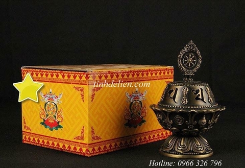 LƯ XÔNG TRẦM KHẮC OM MANI PADME HUM VÀ BÁT CÁT TƯỜNG
