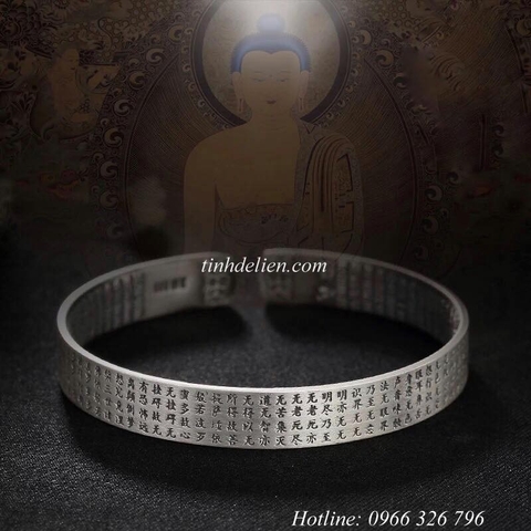 VÒNG BẠC KHẮC BÁT NHÃ TÂM KINH VÀ OM MANI PADME HUM