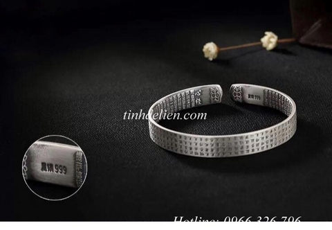 VÒNG BẠC KHẮC BÁT NHÃ TÂM KINH VÀ OM MANI PADME HUM